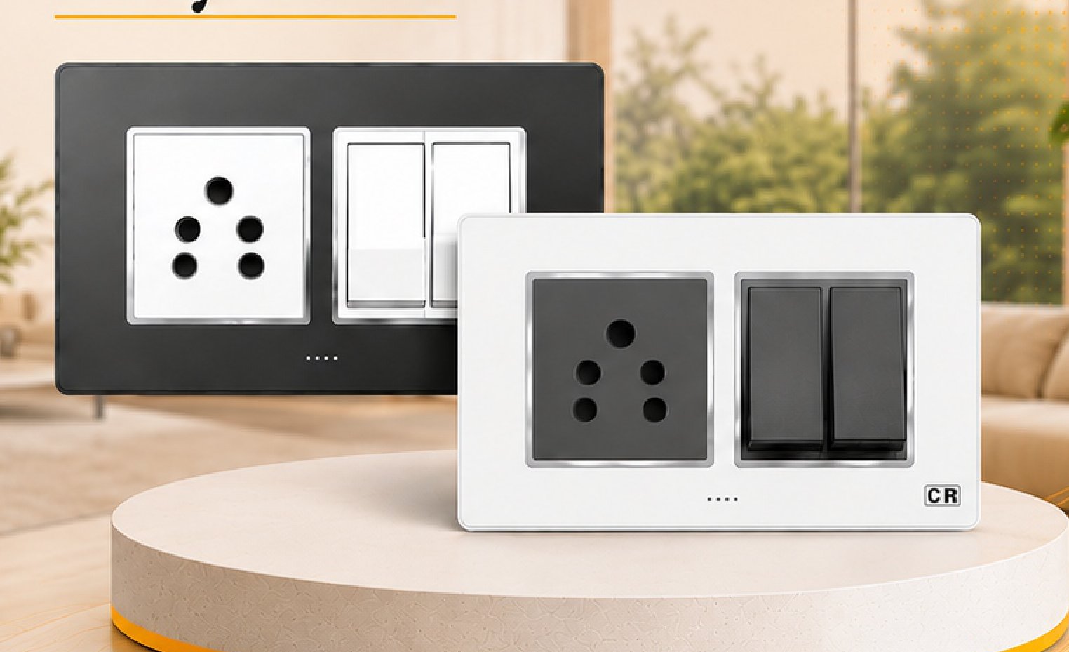 CR VITARA modular switch plates in black and glossy white